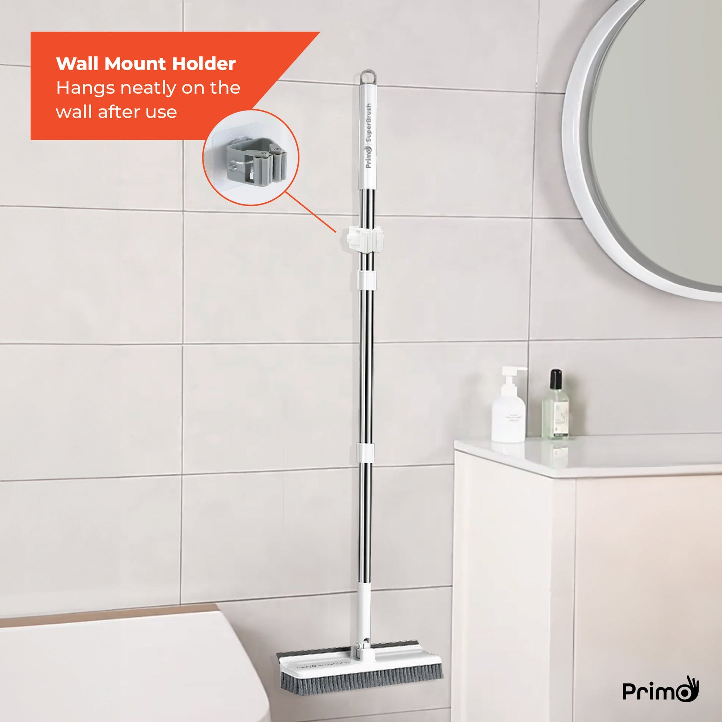 Primo SuperBrush - 2 in 1 Bathroom Brush and Wiper/Squeegee.