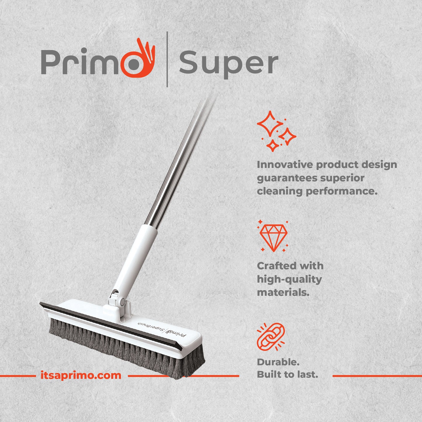 Primo SuperBrush - 2 in 1 Bathroom Brush and Wiper/Squeegee.