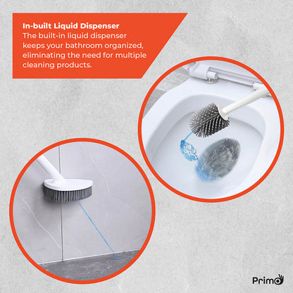 Primo SuperScrub - 2 in 1 Toilet & Sink Brush Set with In-Built Liquid Dispenser.