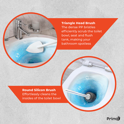 Primo SuperScrub - 2 in 1 Toilet & Sink Brush Set with In-Built Liquid Dispenser.